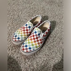 Rainbow Checkered Slip On Vans